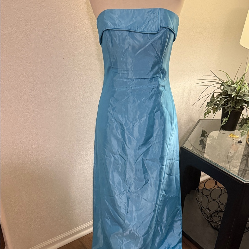 Jessica McClintock for GunnebSax size 3/4 Aqua Blue Strapless Dress vintage
